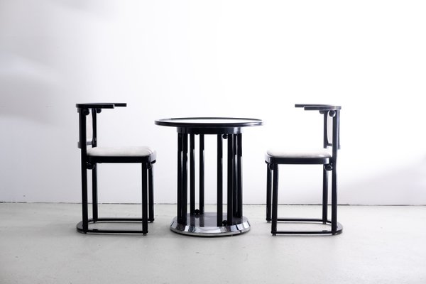 Fledermaus Table and Chairs by Josef Hoffmann for Wittmann, 1980s-KGI-1450150