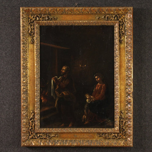 Flemish Artist, Holy Family, 17th Century, Oil on Panel, Framed