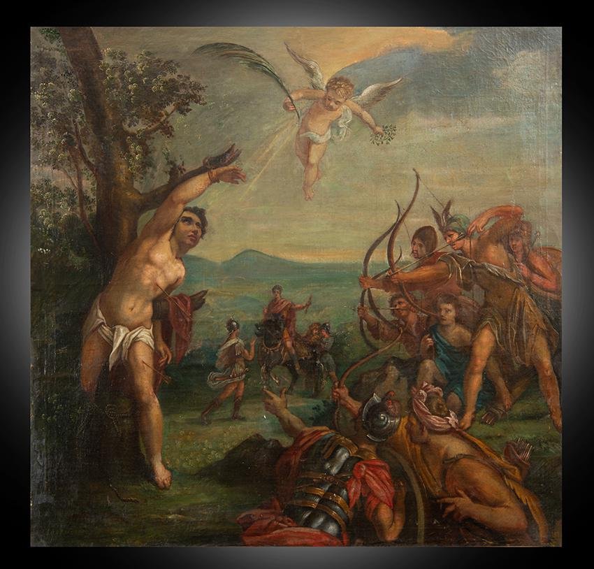 Flemish Artist, The Martyrdom of San Sebastiano, 17th Century, Oil on Canvas