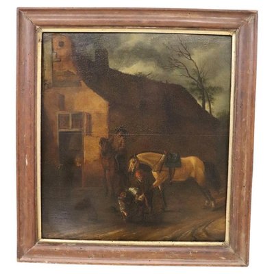 Flemish Artist, Village Scene, 17th Century, Oil on Board, Framed-DCO-1408380