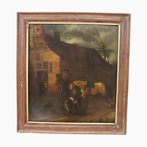 Flemish Artist, Village Scene, 17th Century, Oil on Board, Framed-DCO-1408380