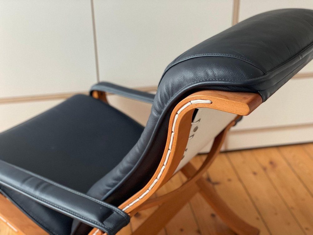 Flexi Armchair in Leather and Teak by Ingmar Relling, 1960s