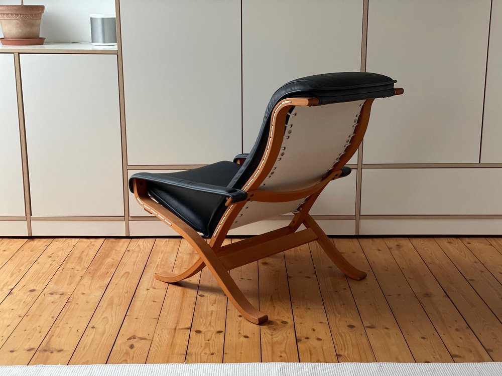 Flexi Armchair in Leather and Teak by Ingmar Relling, 1960s