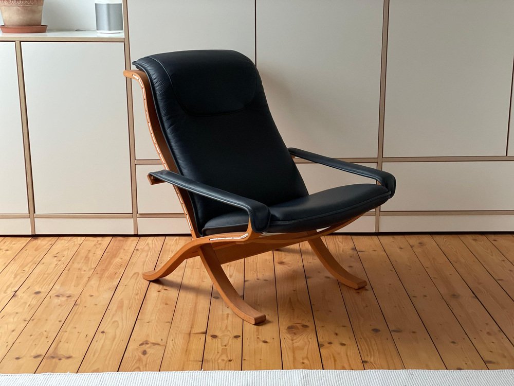 Flexi Armchair in Leather and Teak by Ingmar Relling, 1960s