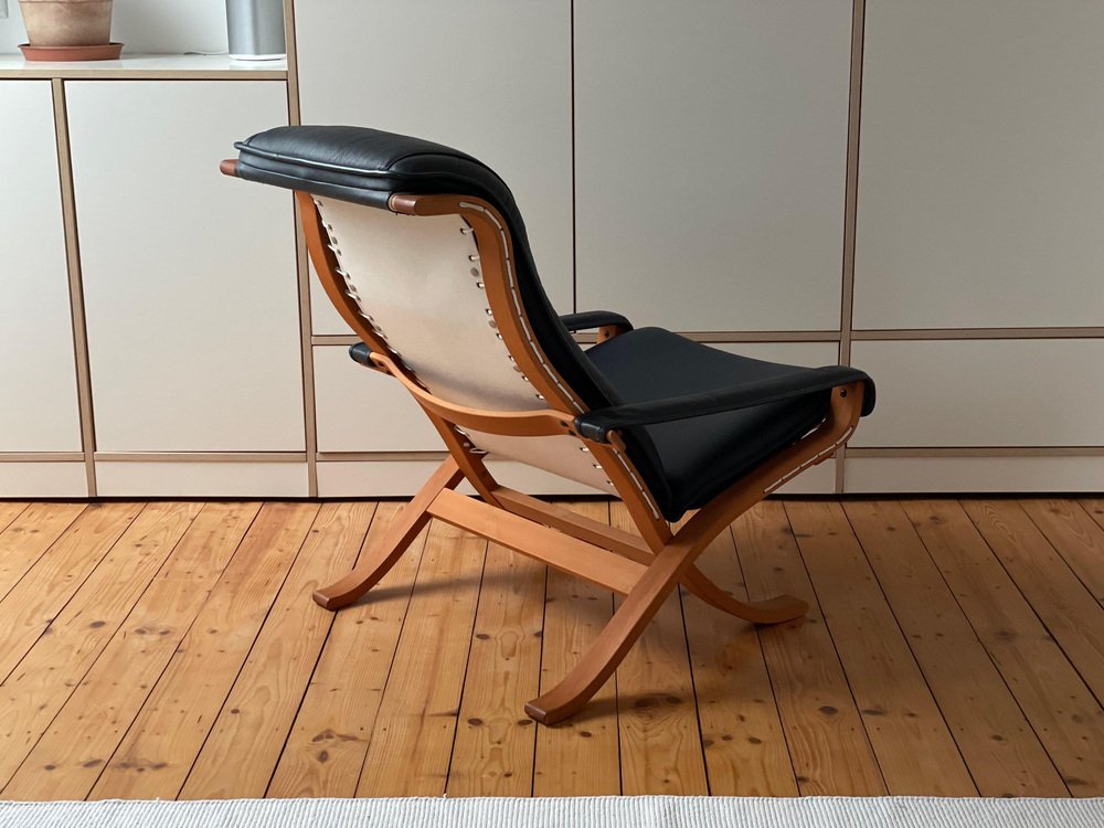 Flexi Armchair in Leather and Teak by Ingmar Relling, 1960s