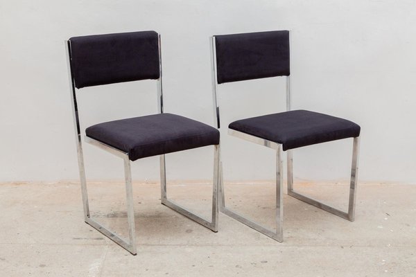 Floating Cantilever Leather Dining Chairs, 1970s, Italy, Set of 4-KL-884094