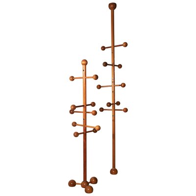 Floor Ceiling Hangers with Spherical Elements in Walnut, 1970s, Set of 2-XDW-1759752