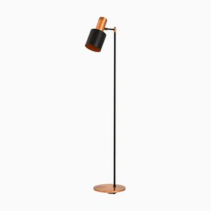 Floor Lamp in Black Lacquered Metal, Copper and Teak by Jo Hammerborg, 1950s-SC-1796792