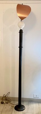 Floor Lamp in Black Painted Metal and Large Copper Leaf, 1980s-YUW-848512