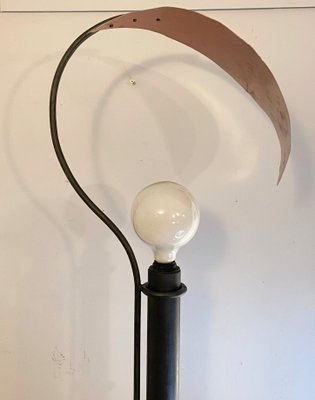 Floor Lamp in Black Painted Metal and Large Copper Leaf, 1980s-YUW-848512