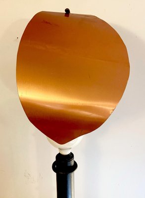 Floor Lamp in Black Painted Metal and Large Copper Leaf, 1980s-YUW-848512