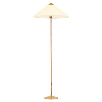 Floor Lamp in Brass and Cane attributed to Paavo Tynell, 1950s-SC-2039388