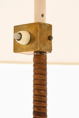 Floor Lamp in Brass and Cane attributed to Paavo Tynell, 1950s-SC-2039388