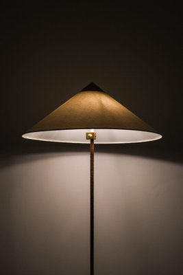 Floor Lamp in Brass and Cane attributed to Paavo Tynell, 1950s-SC-2039388