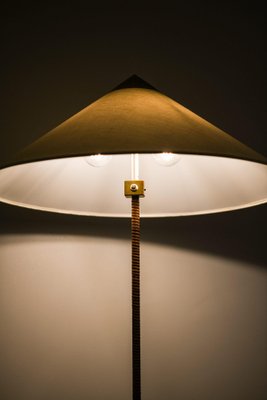 Floor Lamp in Brass and Cane attributed to Paavo Tynell, 1950s-SC-2039388