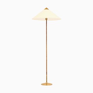 Floor Lamp in Brass and Cane attributed to Paavo Tynell, 1950s-SC-2039388