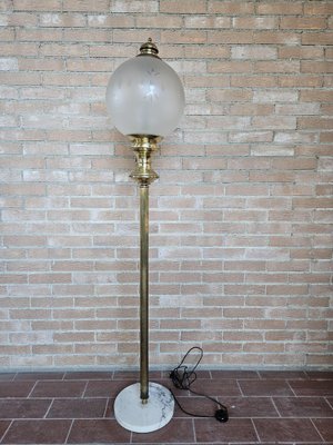 Floor Lamp in Brass and Marble, Italy, 1980s-ZUW-1799518