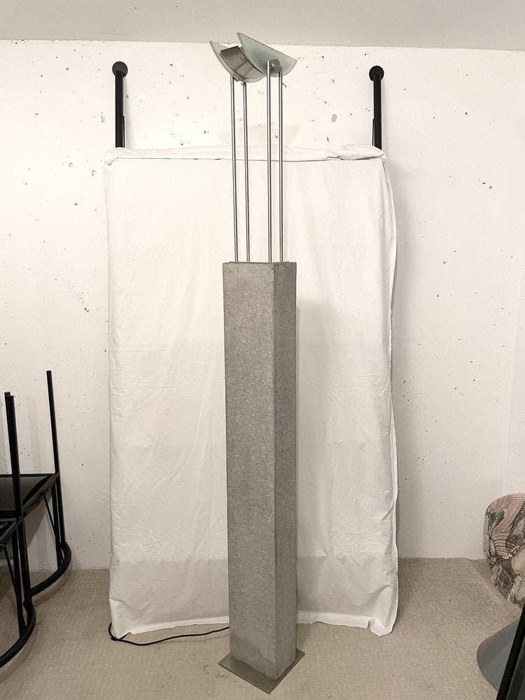 Floor Lamp in Concrete and Glass by Pierre Lallemand for Moonlight, 1990