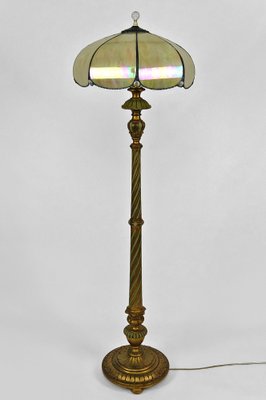 Floor Lamp in Gilded Carved Wood and Pearly Glass, 1890s-XNH-1804658