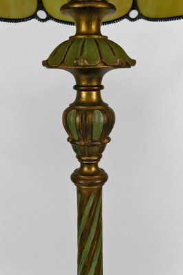 Floor Lamp in Gilded Carved Wood and Pearly Glass, 1890s-XNH-1804658