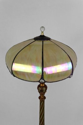 Floor Lamp in Gilded Carved Wood and Pearly Glass, 1890s-XNH-1804658