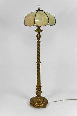 Floor Lamp in Gilded Carved Wood and Pearly Glass, 1890s-XNH-1804658