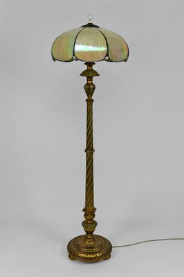 Floor Lamp in Gilded Carved Wood and Pearly Glass, 1890s-XNH-1804658