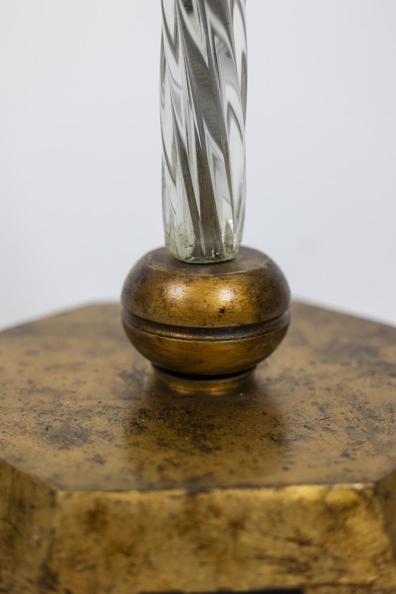 Floor Lamp in Glass and Gilded Metal from Maison Baguès, 1950s