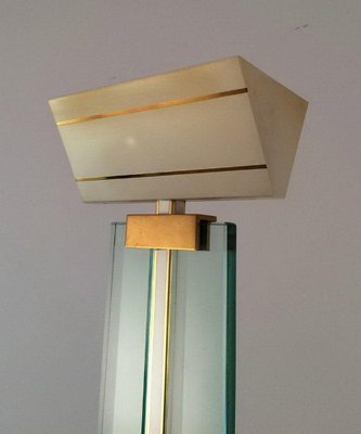 Floor Lamp in Glass, Brass and Lacquered Metal-BA-1365632