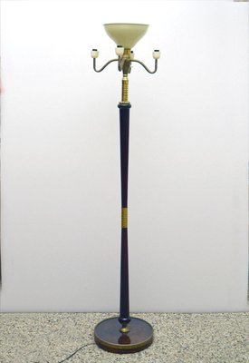 Floor Lamp in Mahogany & Brass, 1950s-HS-1389734