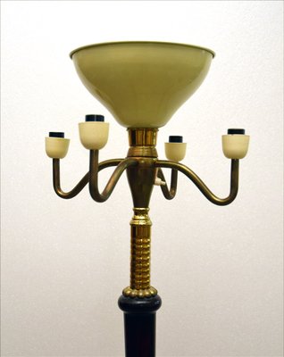 Floor Lamp in Mahogany & Brass, 1950s-HS-1389734