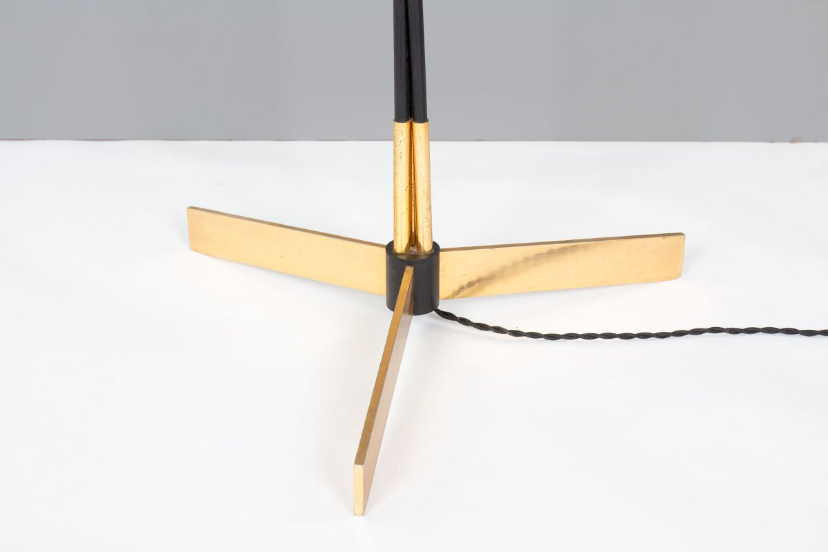 Floor Lamp in Metal, Brass and Acrylic Glass from Arlus, 1950