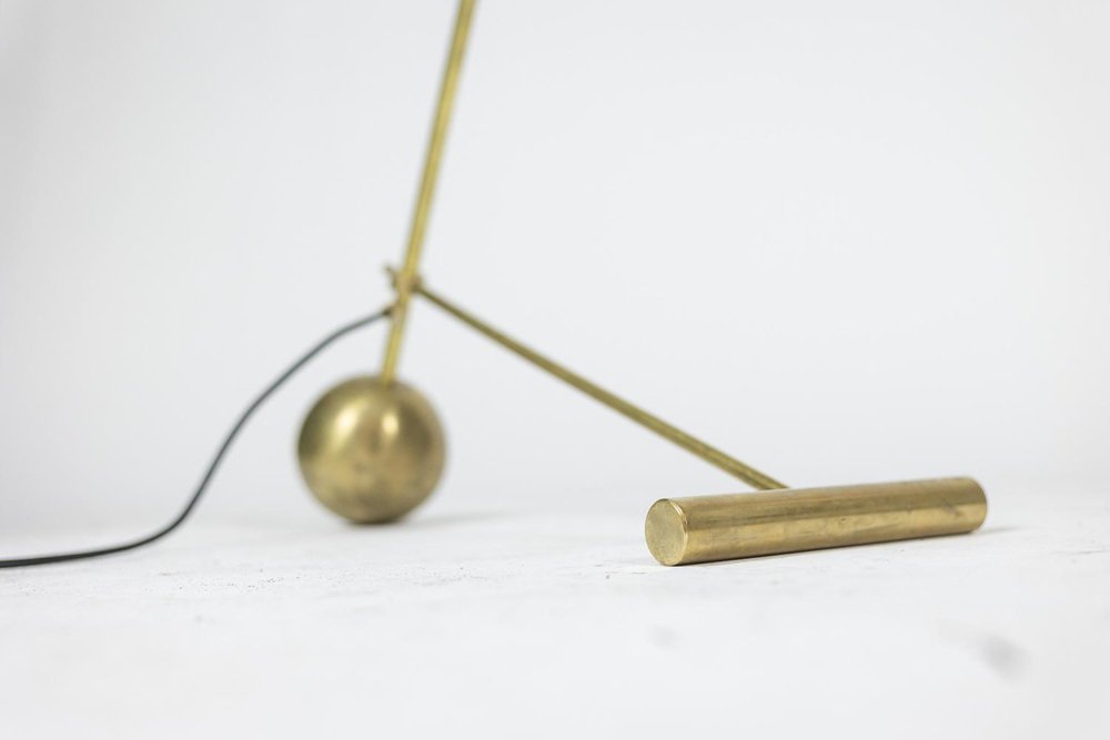 Floor Lamp in Perforated Sheet Metal and Gilded Brass, 1960s