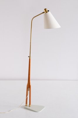 Floor Lamp in Teak and Brass by Hans Bergström for ASEA, Sweden, 1950s-FMT-989850