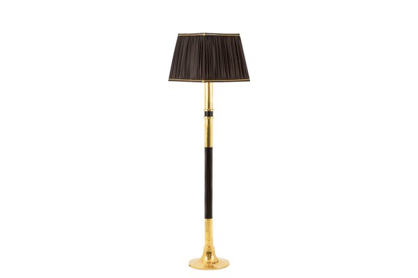 Floor Lamp in Wood and Gilt Brass, 1970s-CEJ-673408