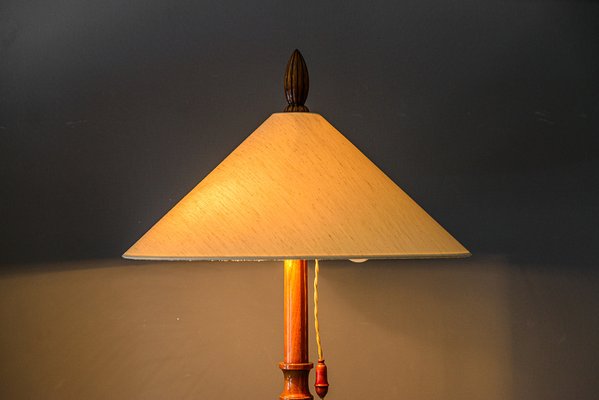 Floor Lamp in Wood with Fabric Shade, Vienna, 1950s-SPD-1723146