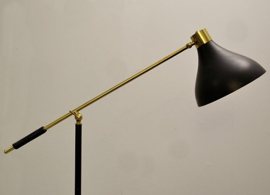 Floor Lamp Marble Base and a Brass Arm from Stilnovo, 1950s-FGA-922592