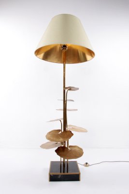 Floor Lamp of Gilded Brass with Marble Base from Maison Jansen, France, 1970s-EZZ-1412165