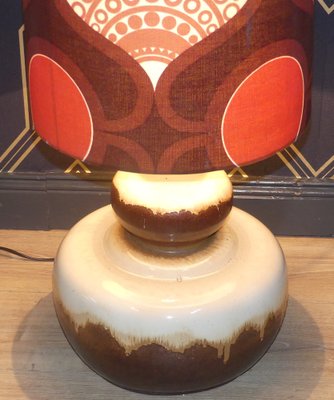 Floor Lamp with Ceramic Base and Space Age Shade, 1970s-AFE-965061