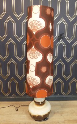 Floor Lamp with Ceramic Base and Space Age Shade, 1970s-AFE-965061