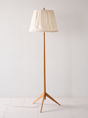 Floor Lamp with Fabric Lampshade, 1960s-QWP-2042813