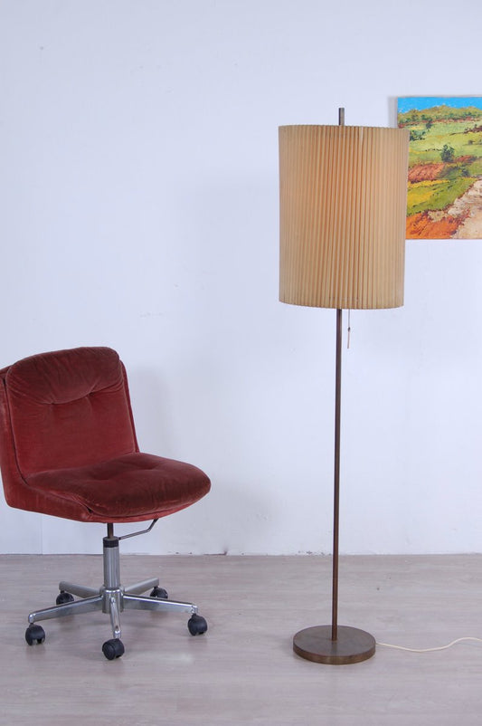 Floor Lamp with Pleated Lampshade, 1950s