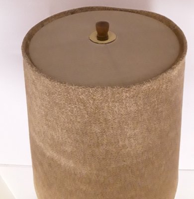 Floor Lamp with Teak Base & Beige Wool Shade, 1970s-HOI-847055