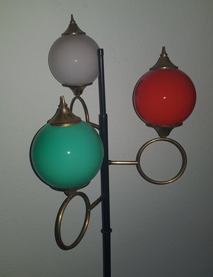 Floor Lamp with Three Colored Glass Bodies on Marble Base from Stilnovo, 1960s-QDP-796691