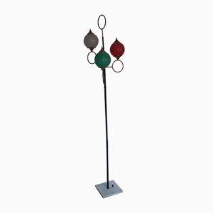 Floor Lamp with Three Colored Glass Bodies on Marble Base from Stilnovo, 1960s-QDP-796691