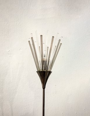 Floor Lamp with Three Metal Lights and Rifle Cane Finish, Italy, 1980s-VCV-992751