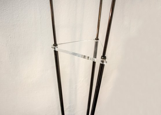 Floor Lamp with Three Metal Lights and Rifle Cane Finish, Italy, 1980s-VCV-992751