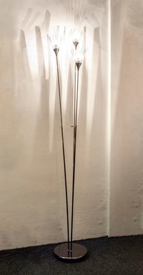 Floor Lamp with Three Metal Lights and Rifle Cane Finish, Italy, 1980s-VCV-992751