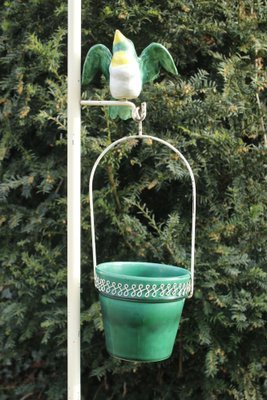 Floor Lamp with Wrought Iron and Ceramic Bird, 1950s-WEQ-1339077