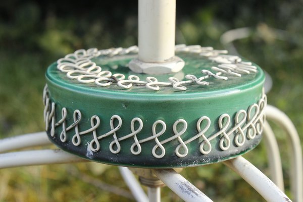 Floor Lamp with Wrought Iron and Ceramic Bird, 1950s-WEQ-1339077